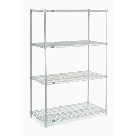Nexel 4 Shelf, Stainless Steel Wire Shelving Unit, Starter, 48inW x 24inD x 74inH 189414